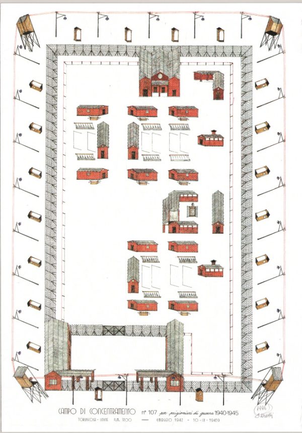 Disegno del campo 107. Autore: Silvestro Perotti, ex carabiniere in servizio al PG 107